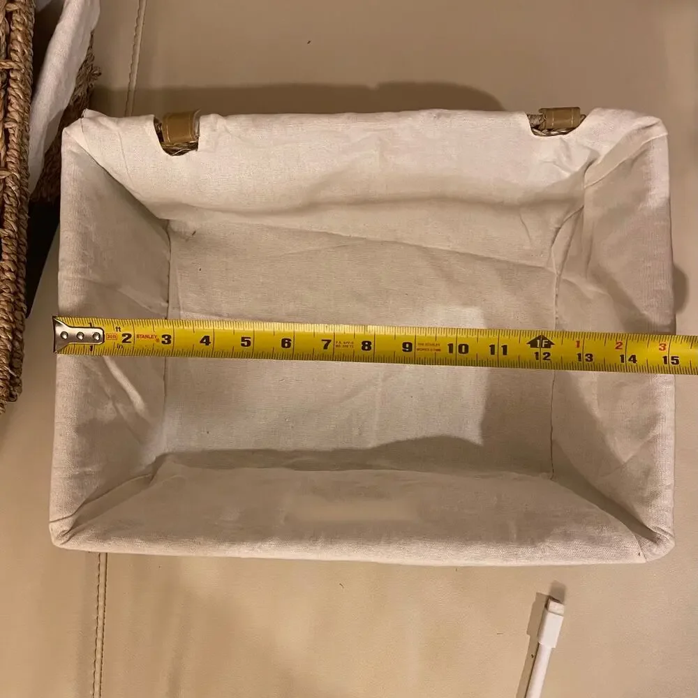 Set of 2 Rectangular Seagrass Baskets With Linen & Pen - Picture 7 of 9